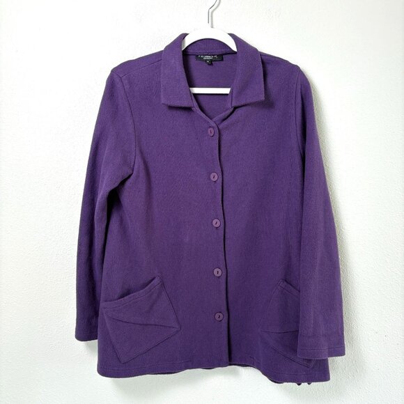 FH Clothing Co Tops - FH Clothing Co Button Front Shirt Shacket Size M Purple Cotton Pockets USA